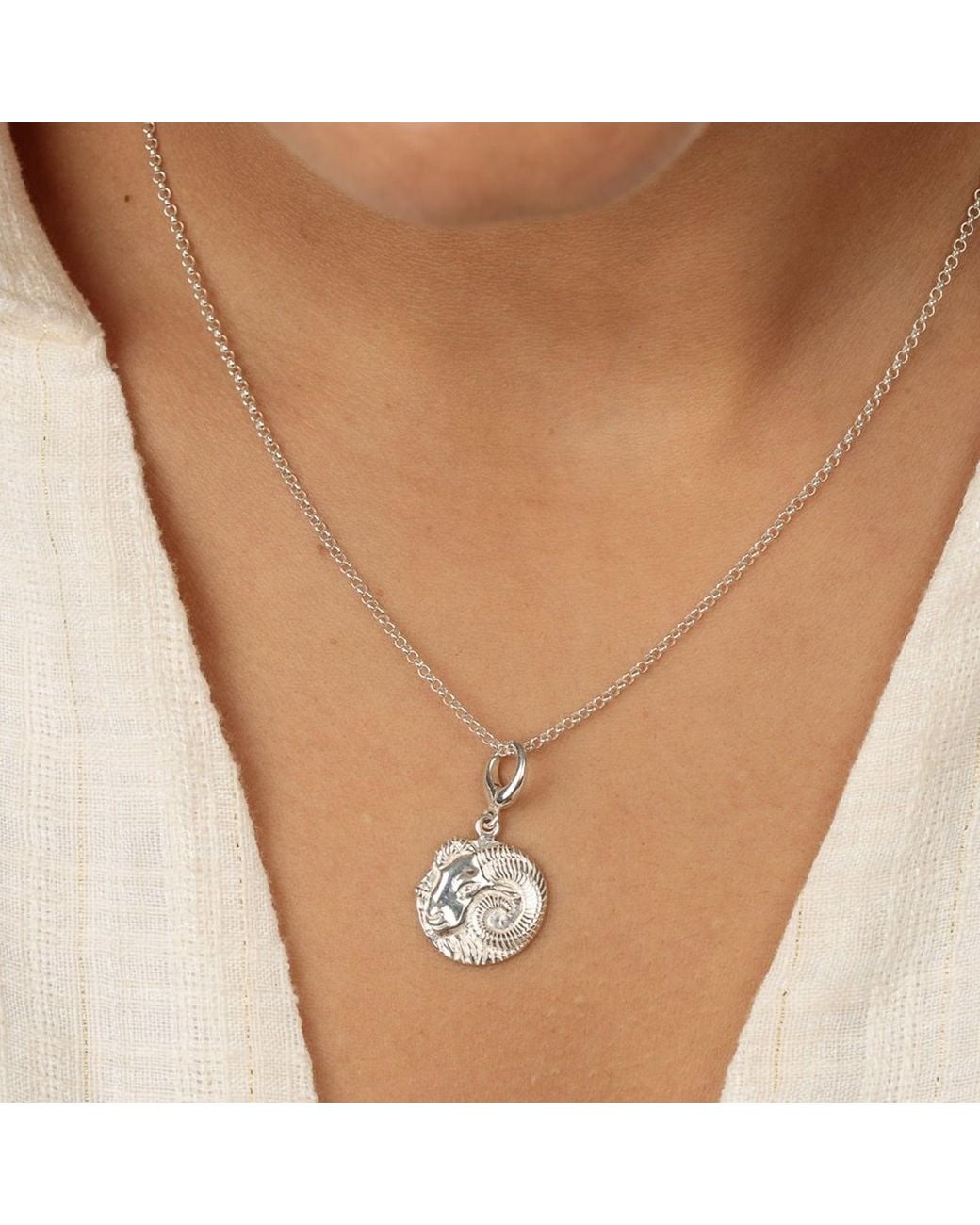 Lily Charmed Metallic Sterling Aries Zodiac Charm Necklace