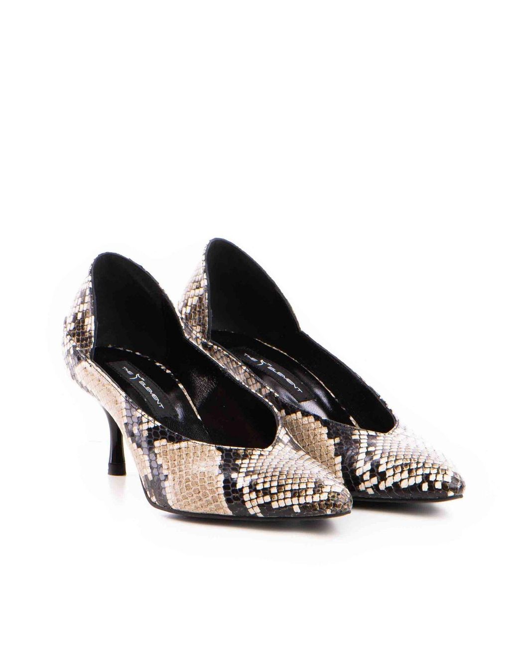 The 5Th Element Brown Neutrals Celine Snake-Embossed Leather Kitten Heels