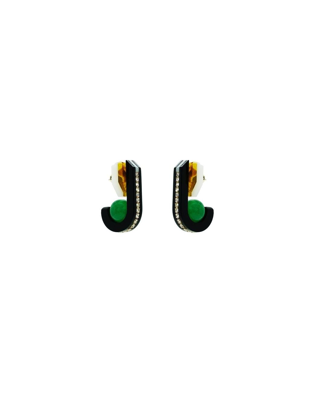 Gissa Bicalho Green Handmade Acrylic Earring Short Orion