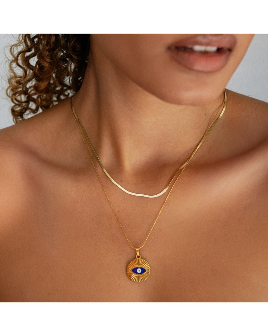 Mickey's Girl Metallic Slim Herringbone Waterproof Necklace