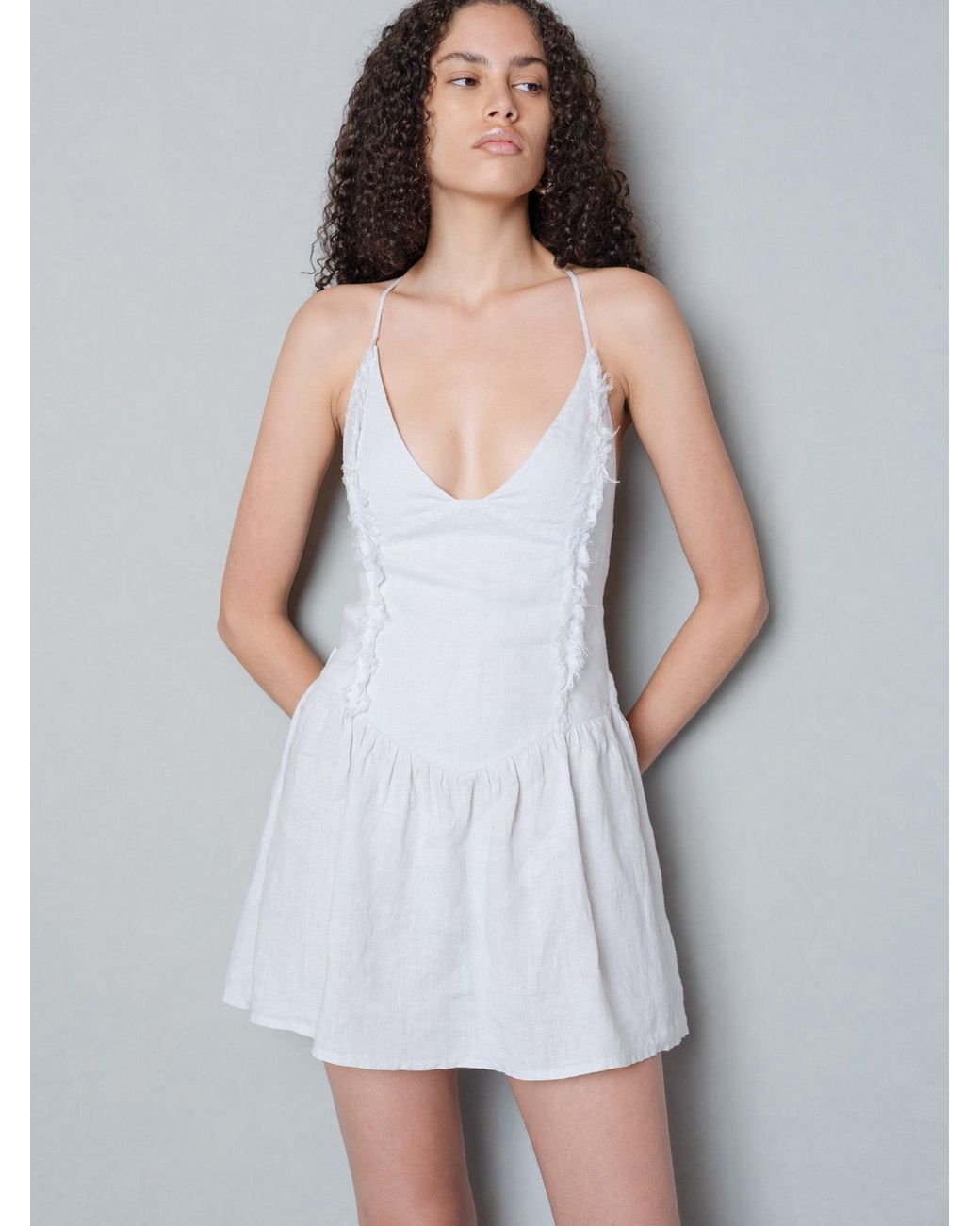 Anemoia White Léonie Light Linen Mini Dress