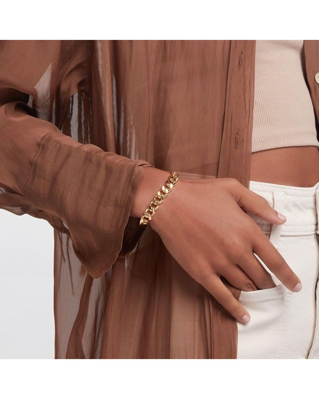Onia Metallic Bold Cuban Link Bracelet