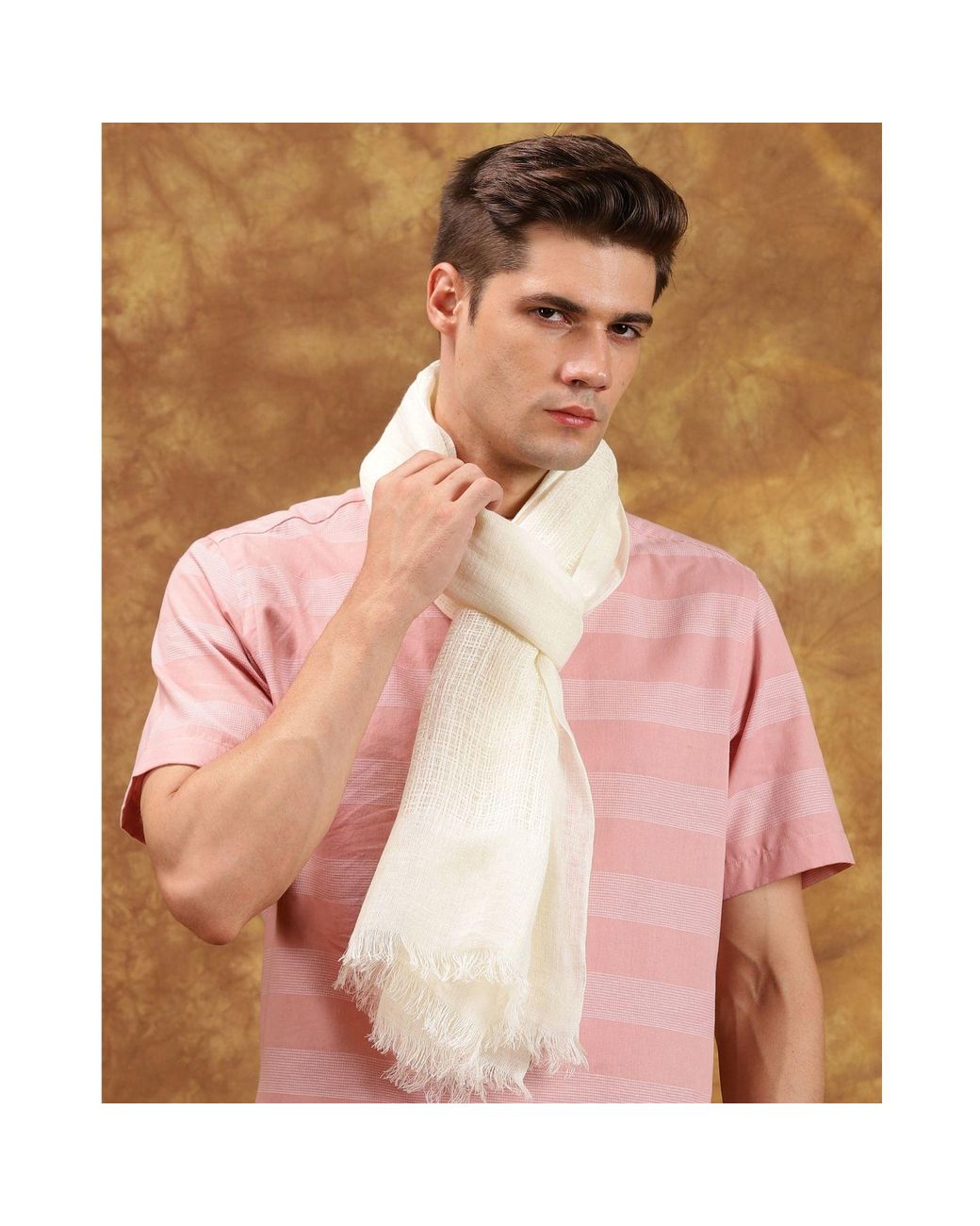 Heritagemoda White Neutrals Handwoven Premium Linen Scarf For