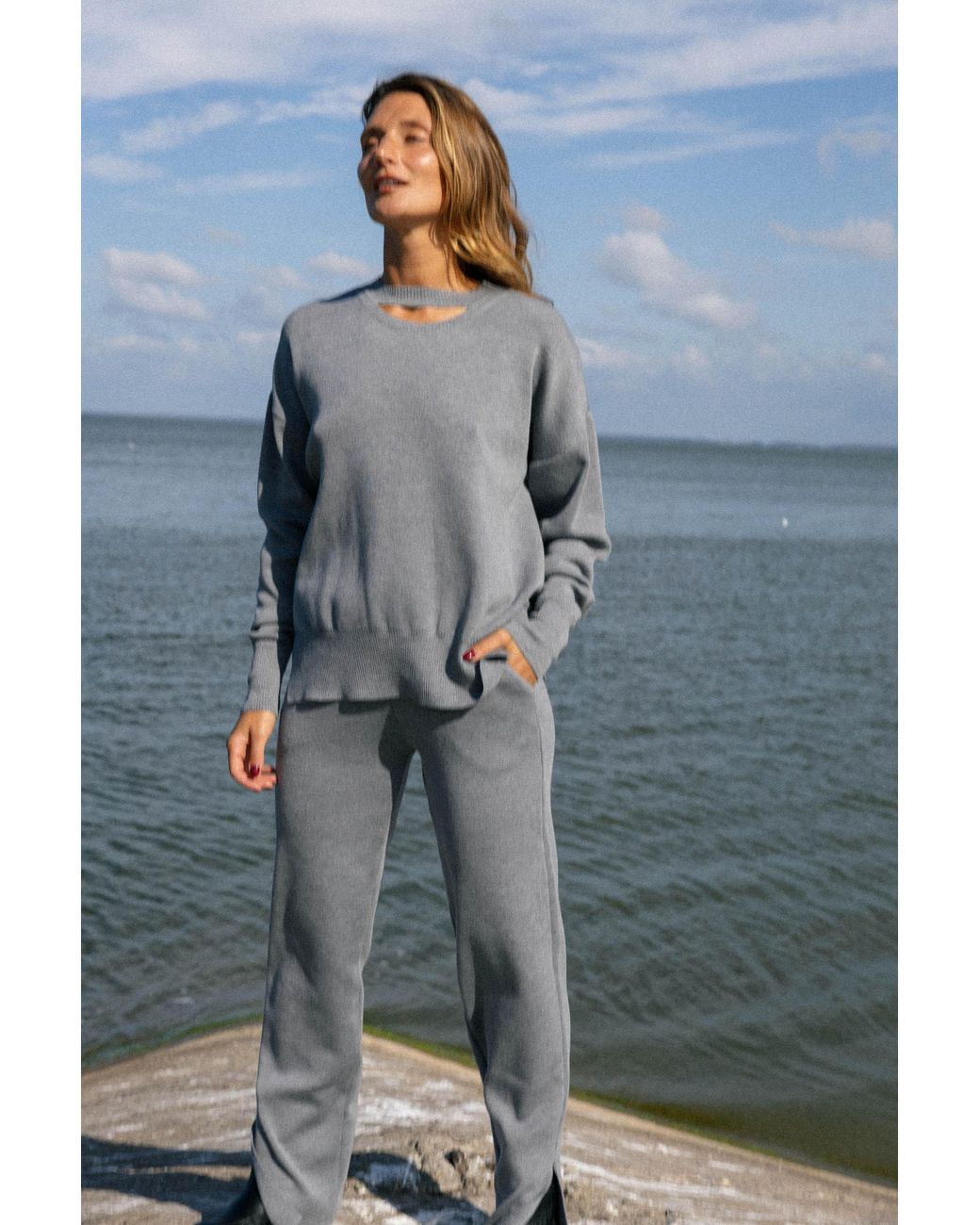 SALANIDA Gray Rotondo Merino Wool Jumper Light