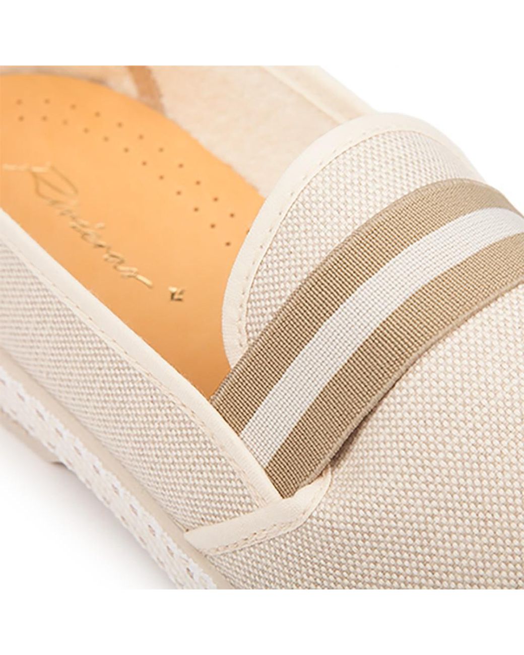 Rivieras White Canvas Oxford Loafer With Striped Elastic Band