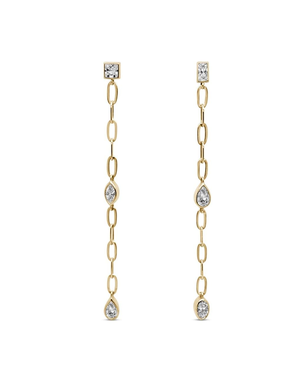 Clemence Wren Metallic Asymmetric Gemstone Drop Earrings