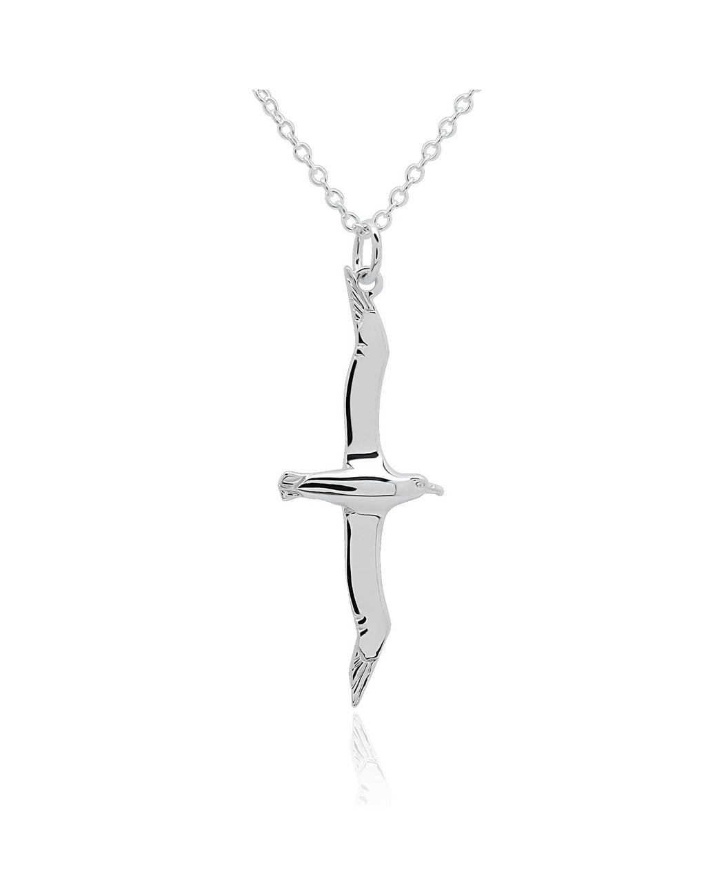 Adrian Ashley Metallic Albatross Necklace. Highly Polished, Tarnish Resistant On A Solid Chain
