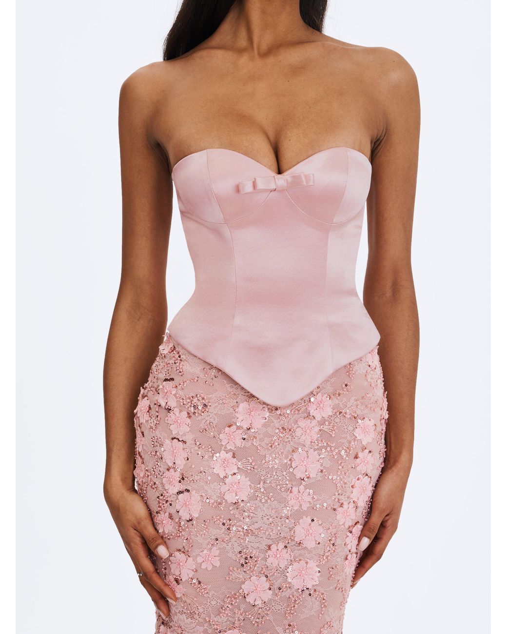 Miss Circle New York Purple Uliya Rosy Strapless Mermaid Peplum Maxi Dress