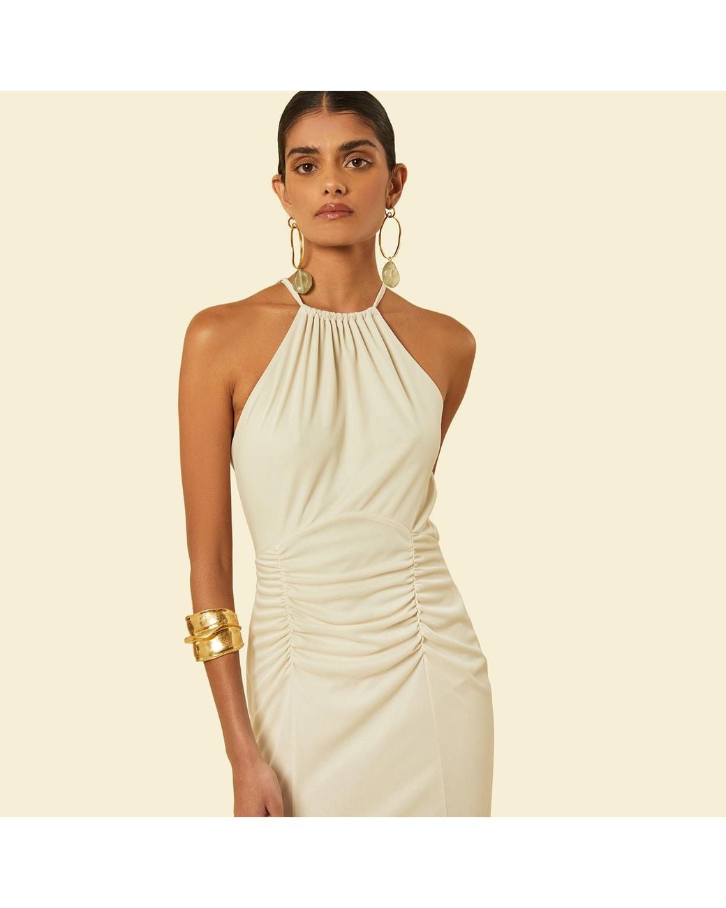 Celestine & Mae White Neutrals Plume Maxi Dress