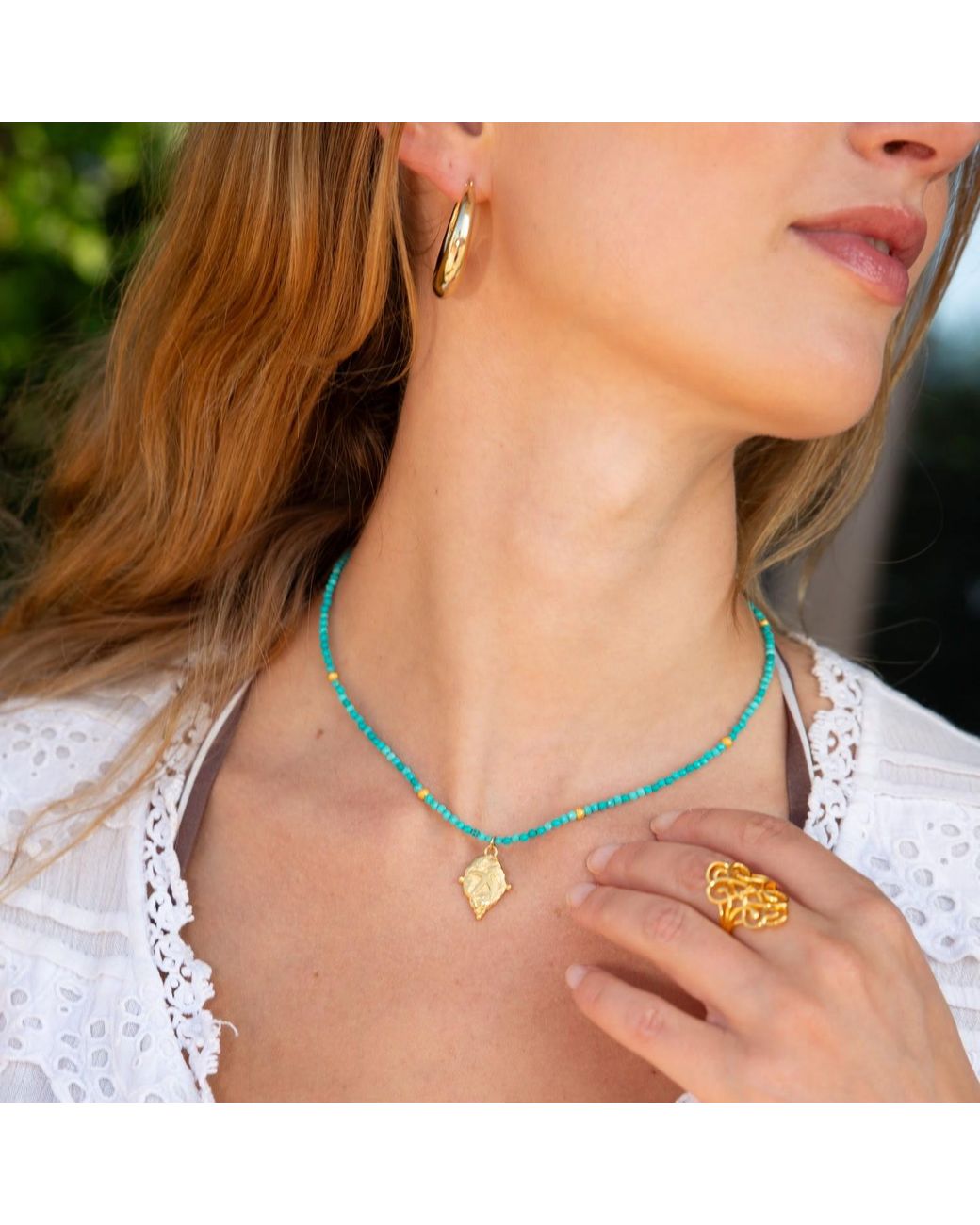 Seven Saints Metallic Virgo Gemstone Choker Necklace, Amazonite, Rhodium