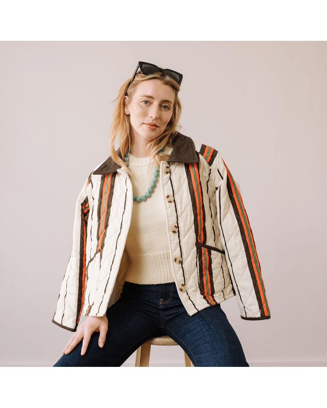 SUNSHINE TIENDA Brown Vintage Stripe Barn Jacket