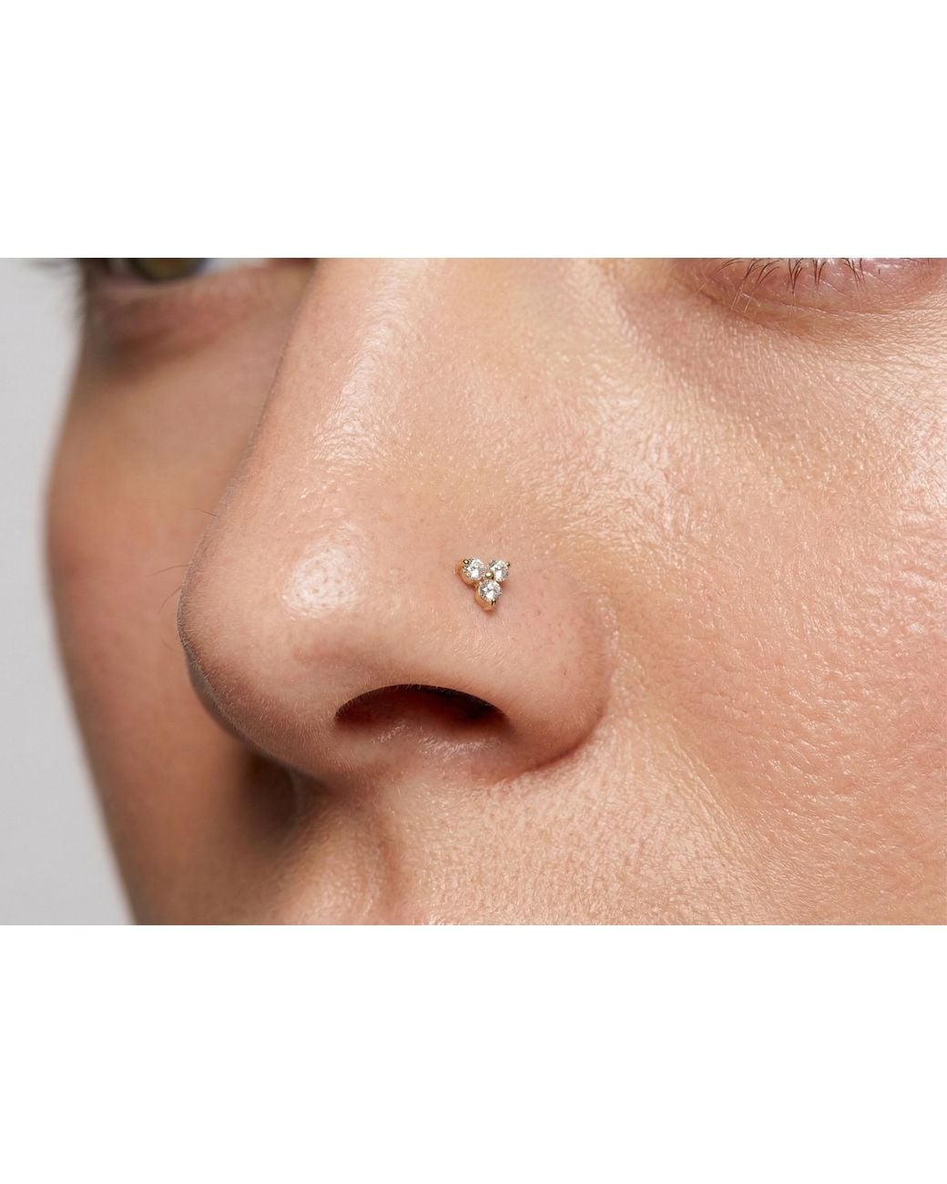 Zahav Jewelry Black 14K Solid 24G Trinity Cz Nose Stud