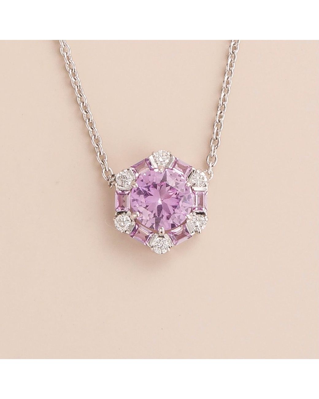 Juvetti Jewelry Ruby, Pink Gold Ori Small Pendant Necklace In Ruby And  Diamond - Pink Gold