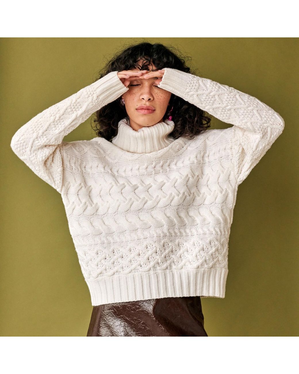 Gigi Knitwear White Cable Sweater