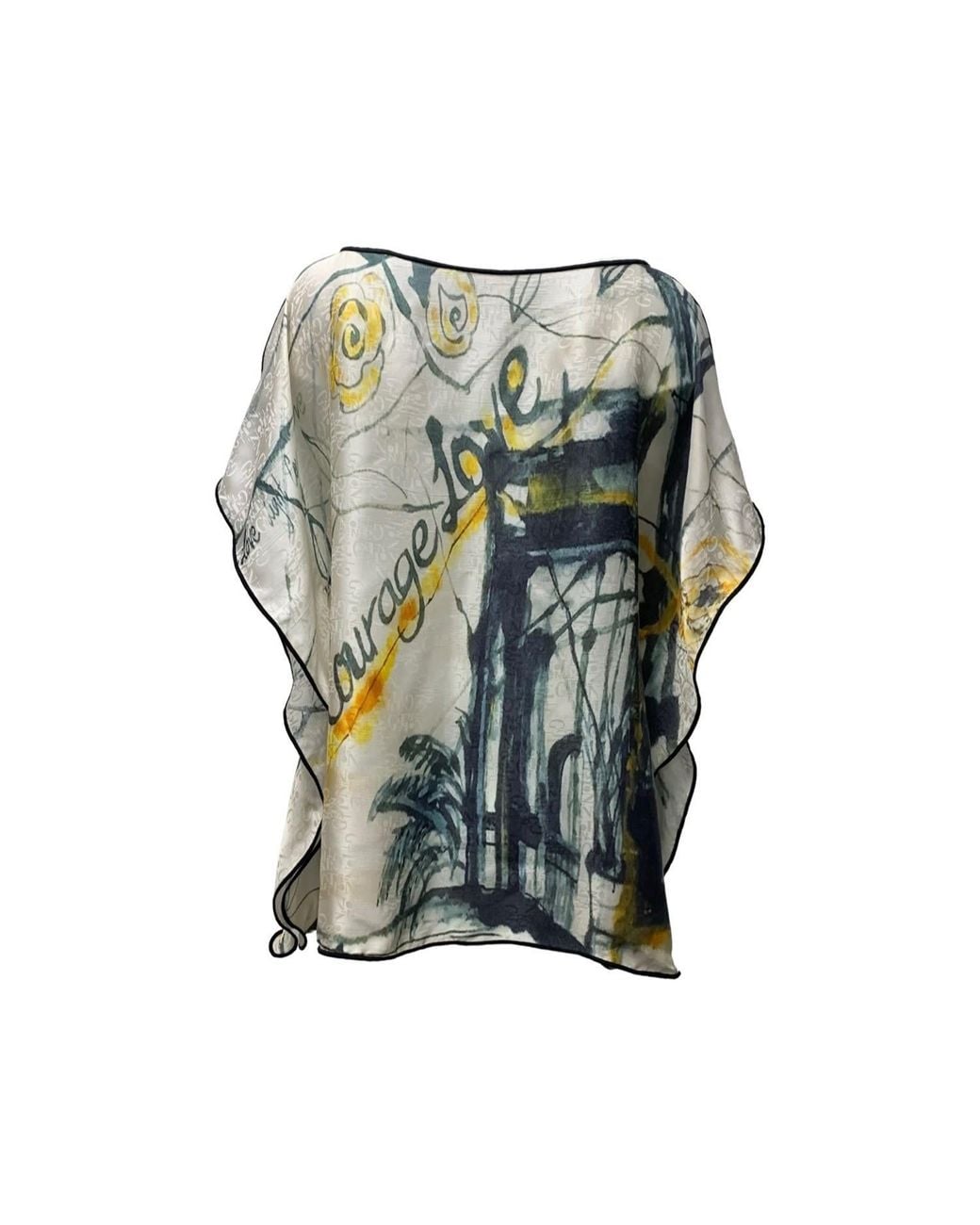 Saniya Khan Green Neutrals Light-Courage-Love Poncho