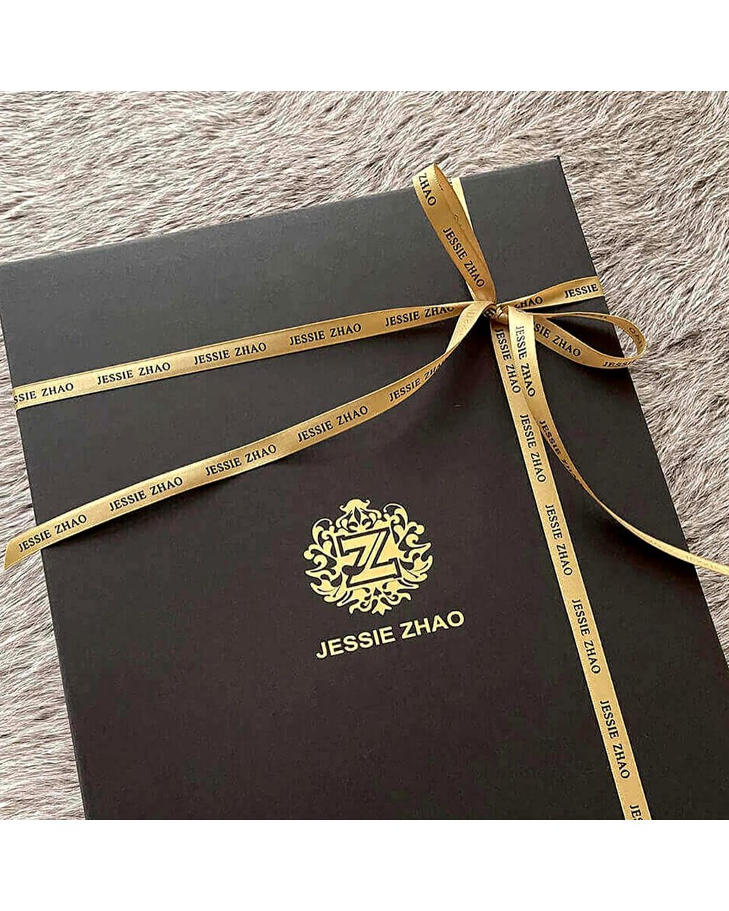 Jessie Zhao New York Brown Silk Bandana Of Leopards With Floral Fountain