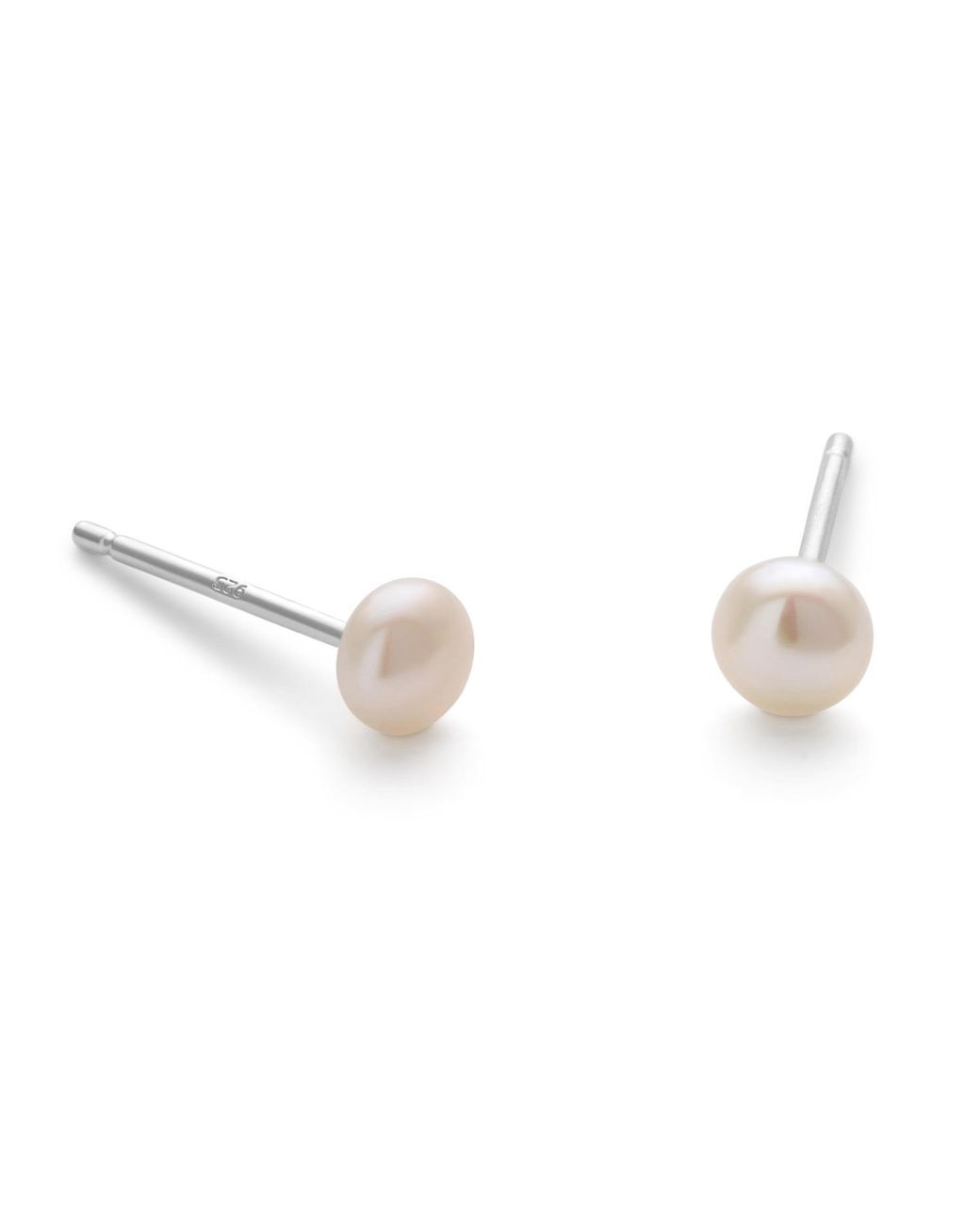 Elk & Bloom White Small Real Pearl Stud Earrings