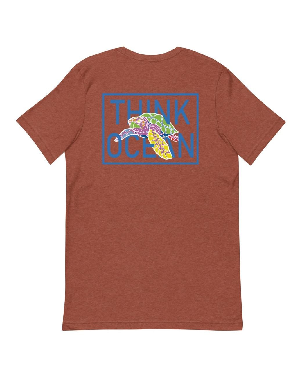 Anchor and Crew Orange Clay Think Ocean Turtle Fluorescence Cotton Embroidered T-Shirt