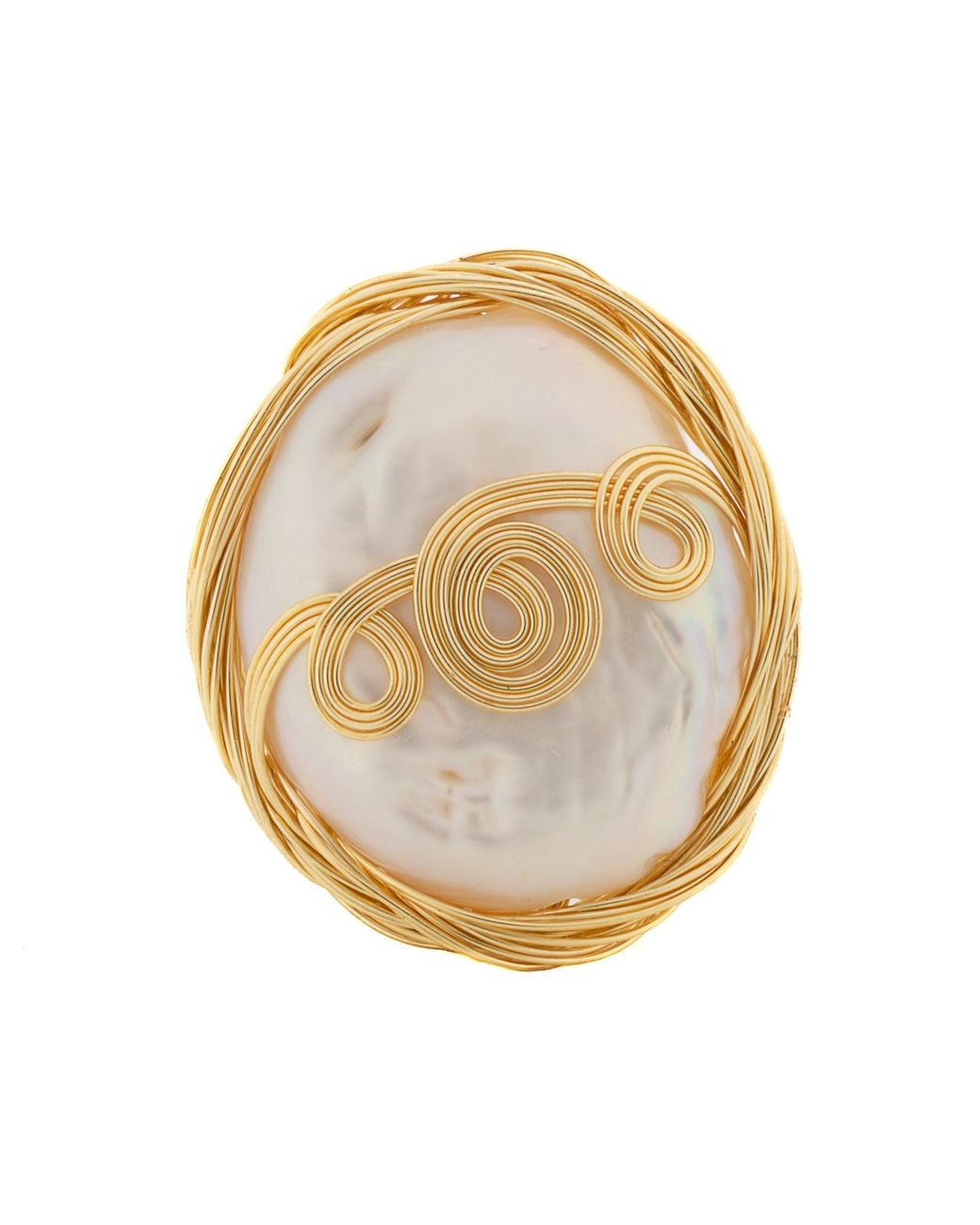 Ebru Jewelry Metallic Cleopatra Pearl & Spiral Ring