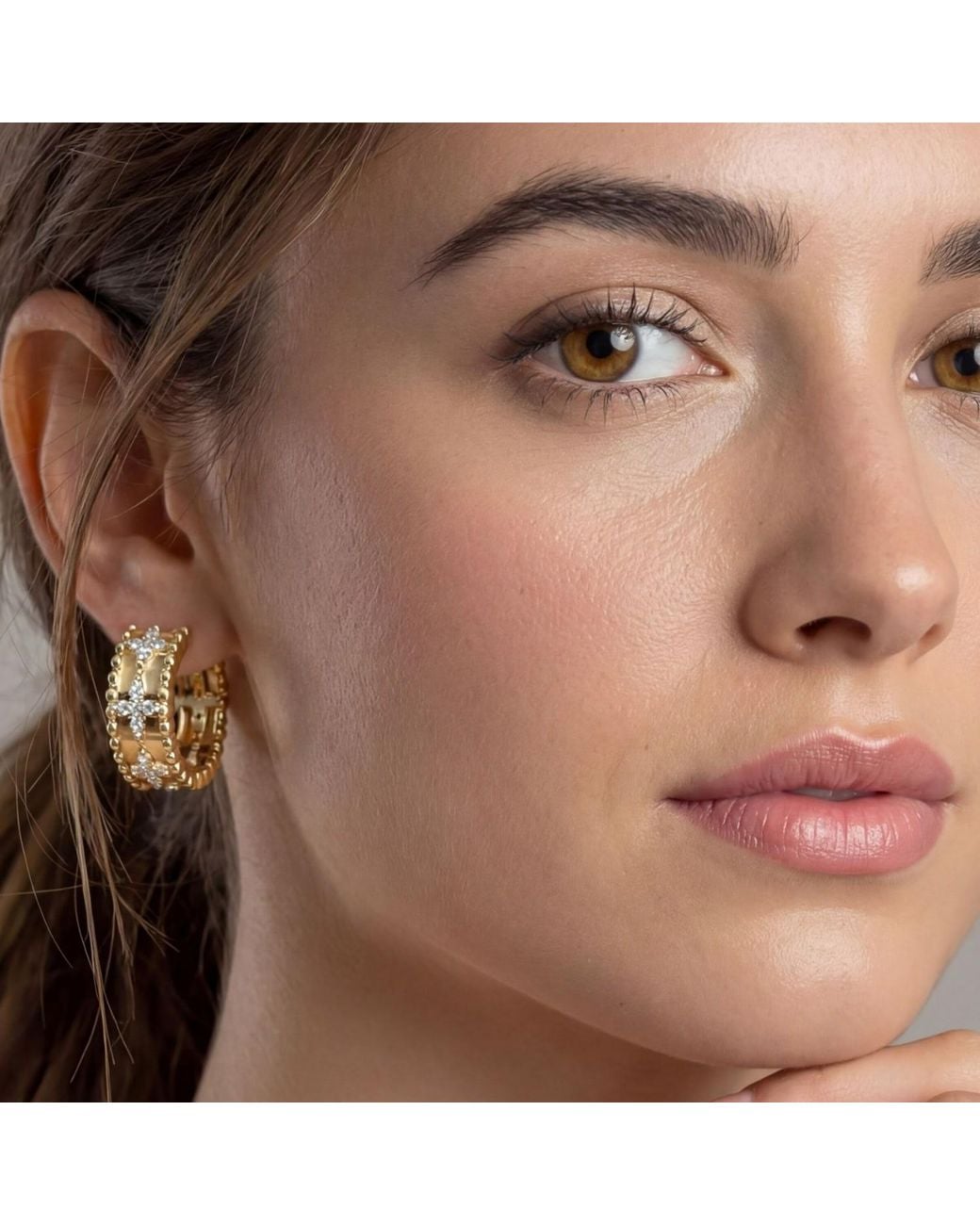 Uchi and Soto Metallic Kinmokusei Bead Floral Earrings