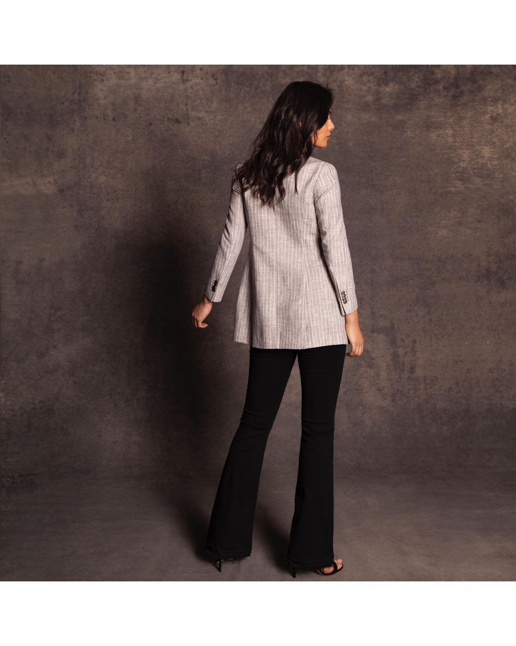 Vulto Gray Neutrals Silk Linen Jacket