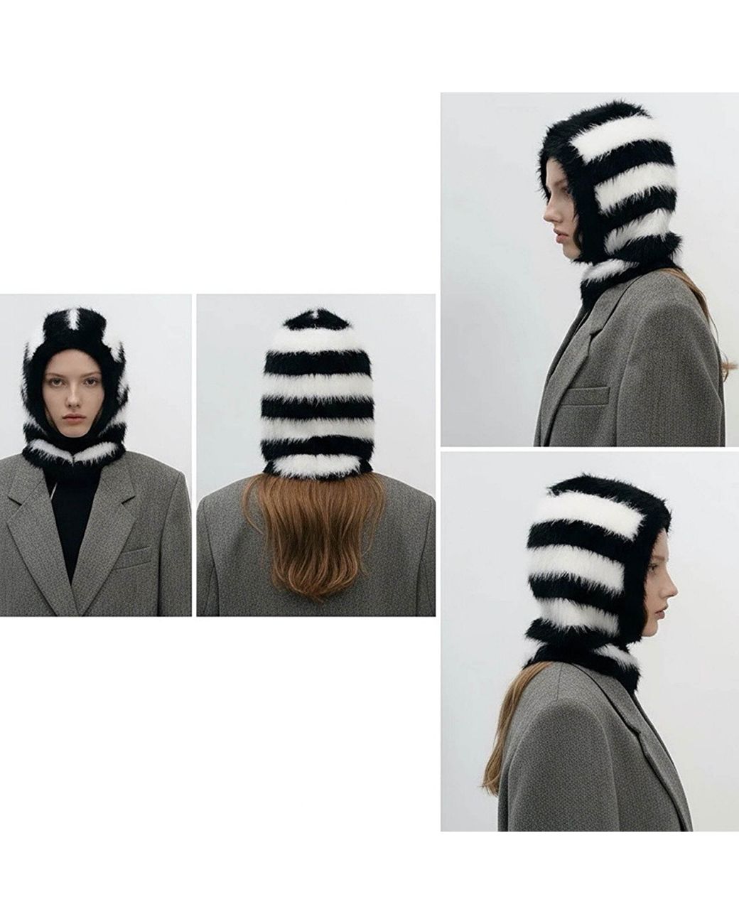 London Atelier Byproduct Black Striped & Striped Fuzzy Balaclava