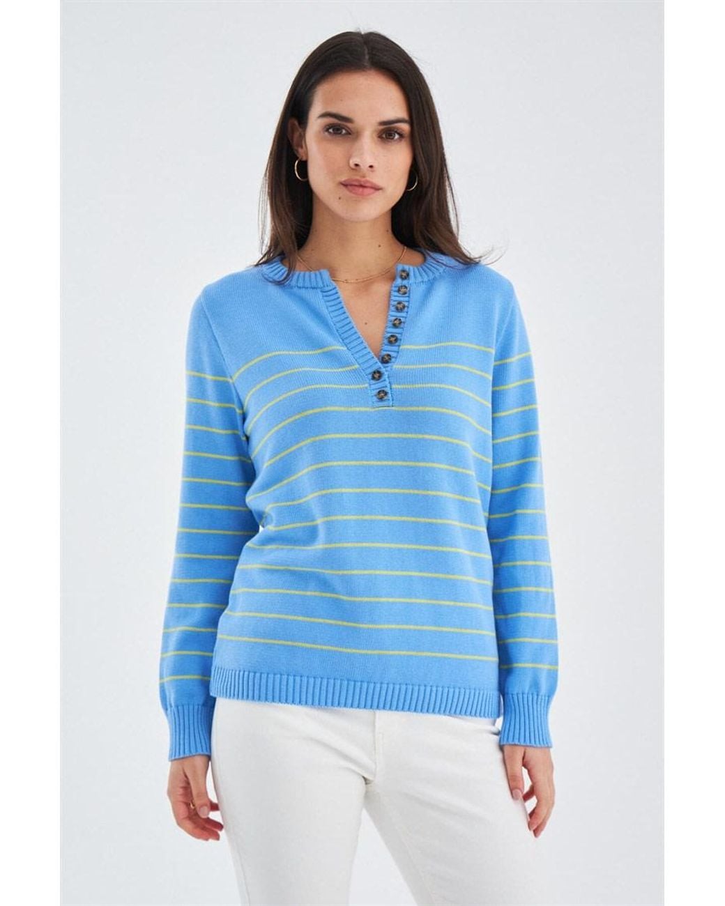 Peraluna Blue Beluga Seasonal Striped Knit Pullover