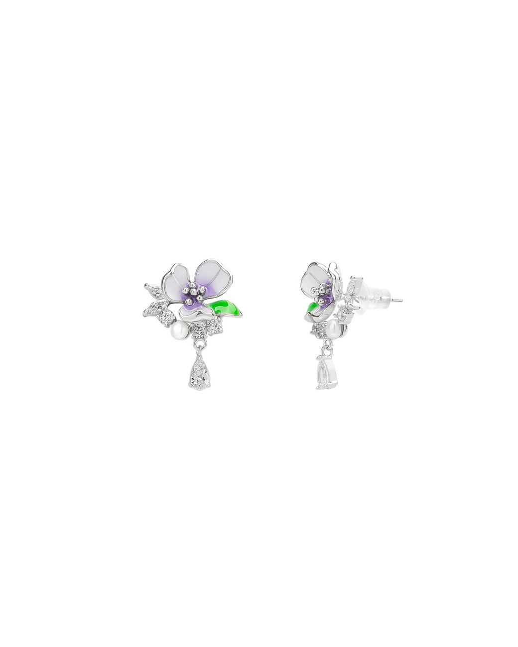 Spero London White Pansy Floral Earring
