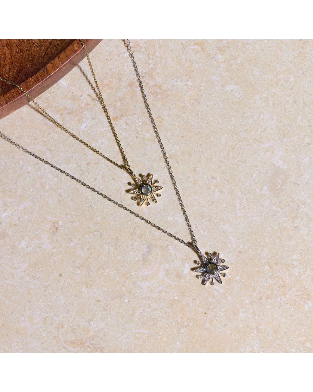 Zohreh White Limited Edition Diamond & Labradorite Star Pendant 9K