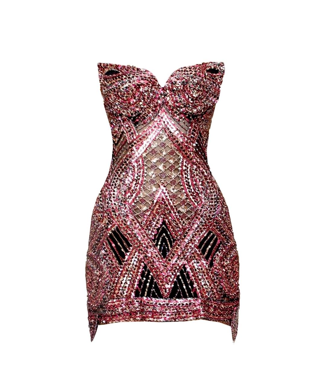 Angelika Jozefczyk Red Mosaic Sequin Mini Dress