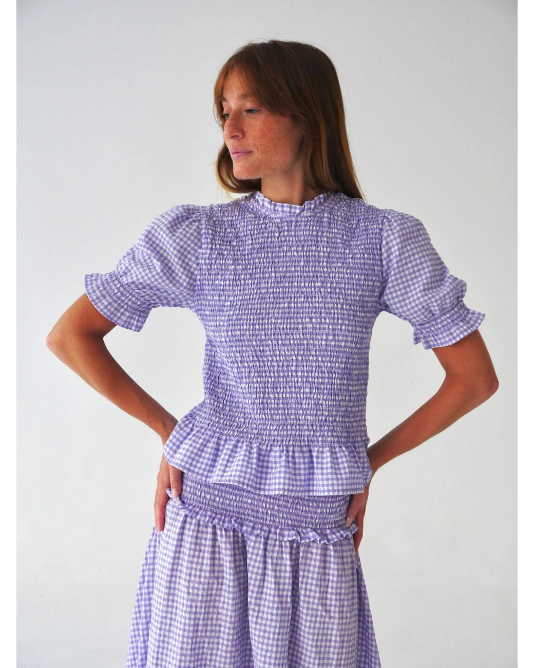 Mind Traveler Purple Lea Gingham Top