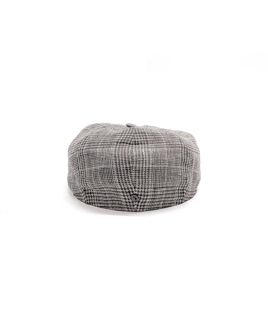 DORIA 1905 Gray Prince Of Wales Check Fabric Flat Cap for men