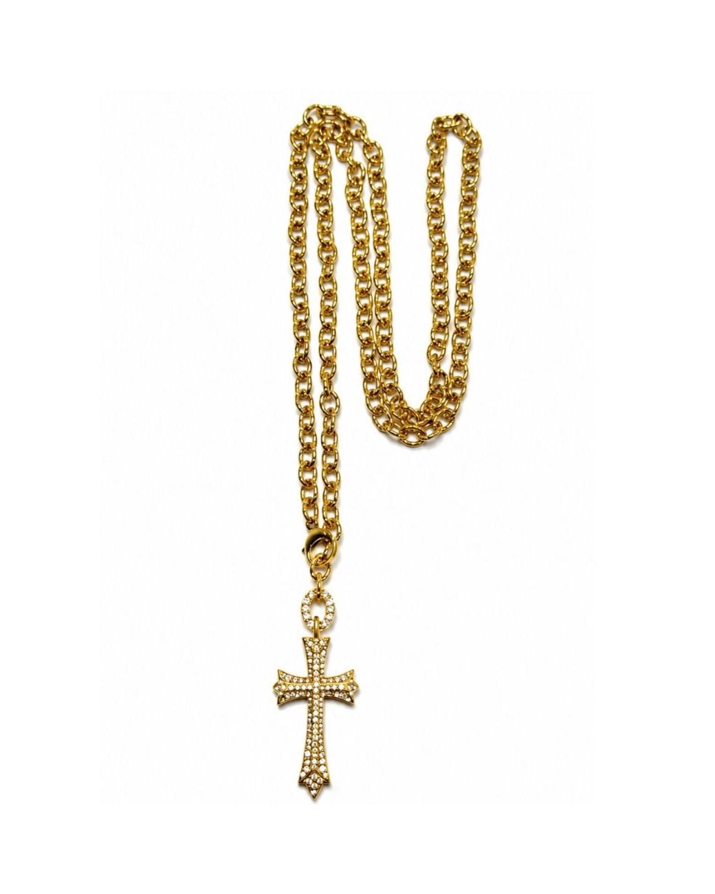 Jagged Halo Jewelry Metallic Cross Convertible Stainless Steel Necklace Plated
