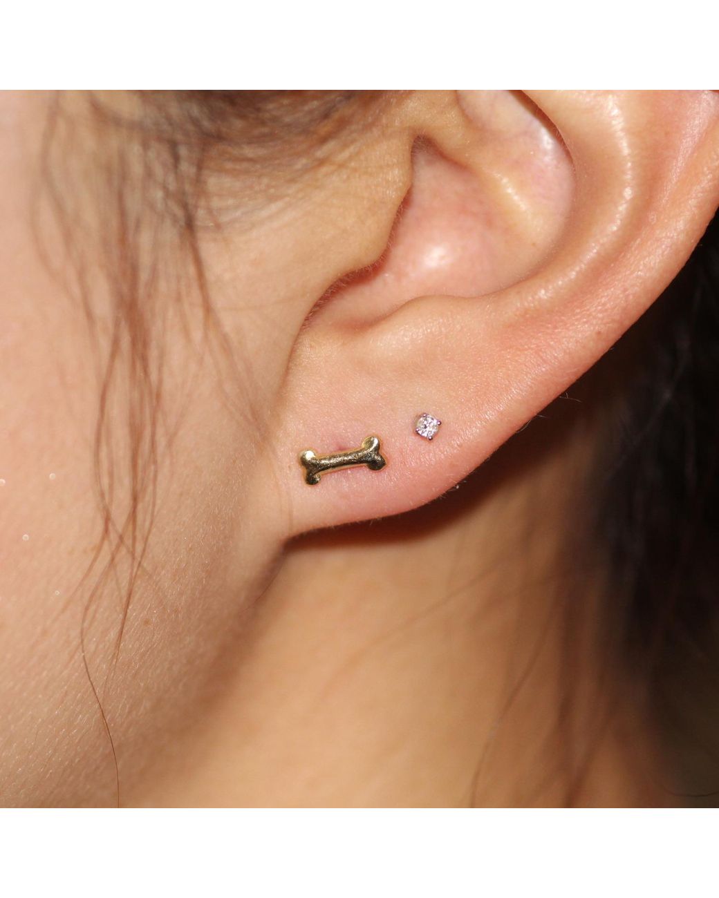 VicStoneNYC Fine Jewelry Yellow 14K Dog Bone Solid Stud Earrings