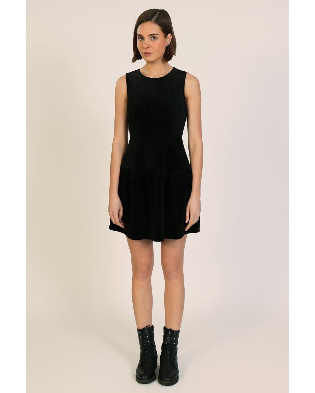 Traffic People Black Corrie's Bravado Cord Velvet Pru Mini Dress