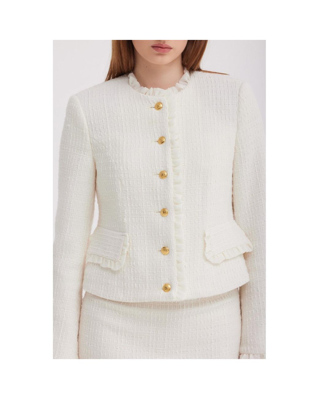 Georgette White Ivory Tweed Skirt Suit