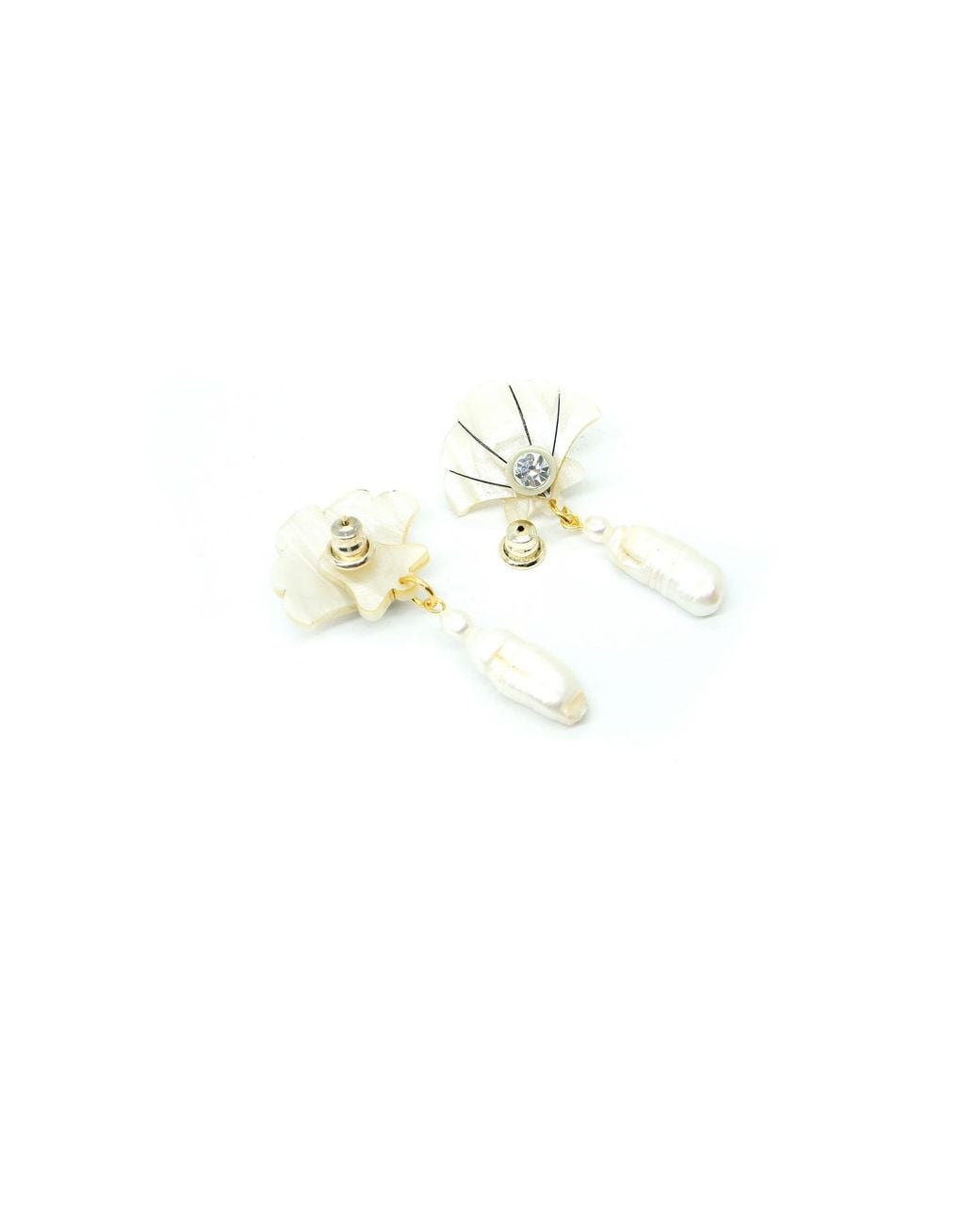 Gissa Bicalho Multicolor Neutrals Handmade Earring Shell And Pendant Pearl Clay