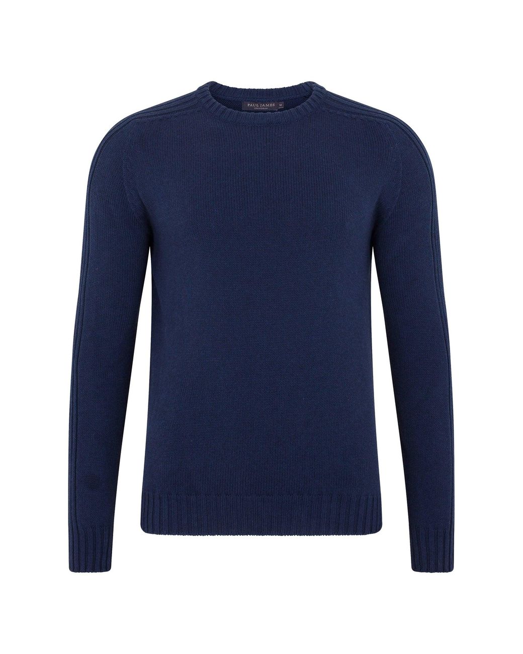 Paul James Knitwear Blue Organic Cotton Alexander Crew Neck Jumper for men