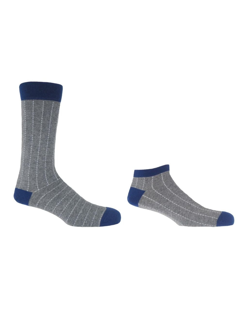 Peper Harow - Made in England Blue Dash Luxury Crew & Trainer Socks Bundle for men