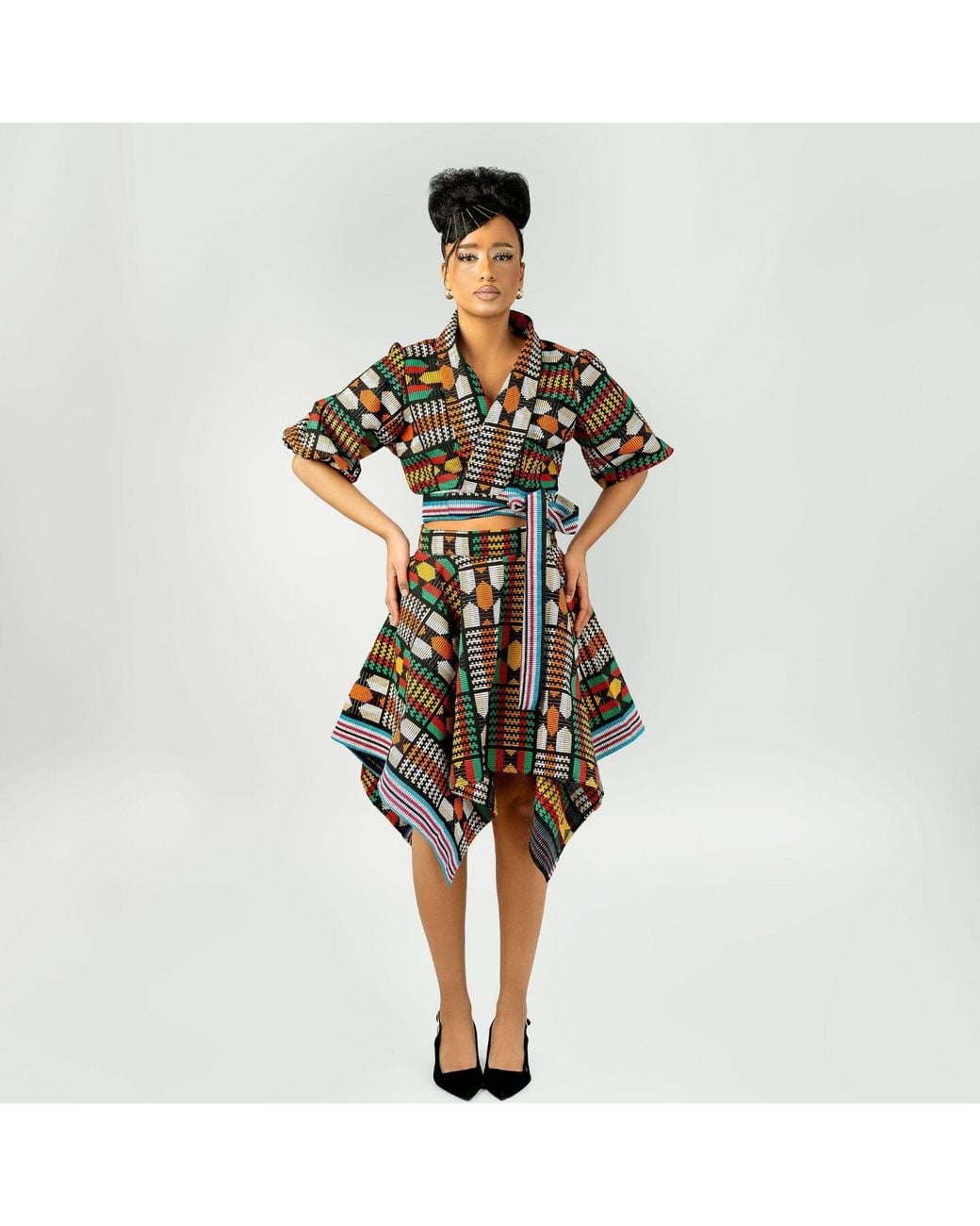 Beautiful Stitches Ltd Black The Kente Luxe Two-Piece Set