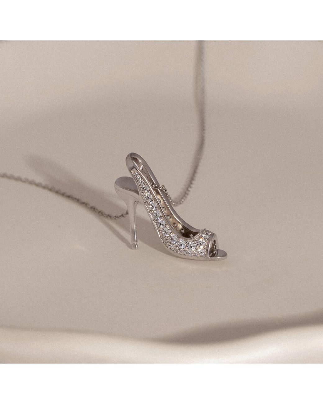 Diamonbliss Metallic Marilyn Monroe Open-Toe High Heel Necklace