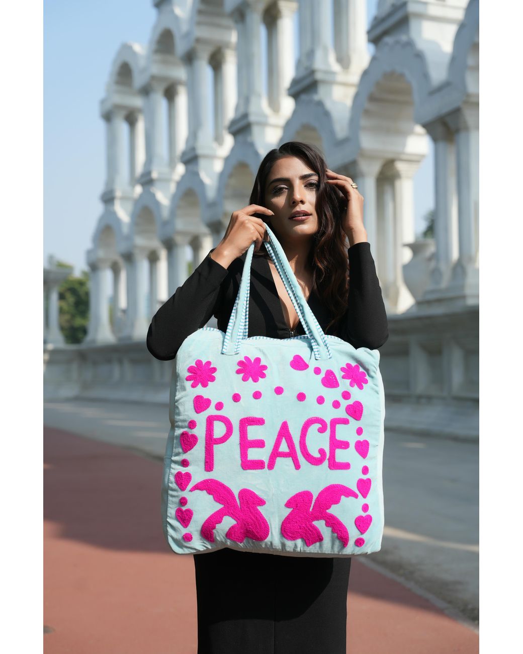 Conscious Yoga Collective Pink Peace Suzani Tote