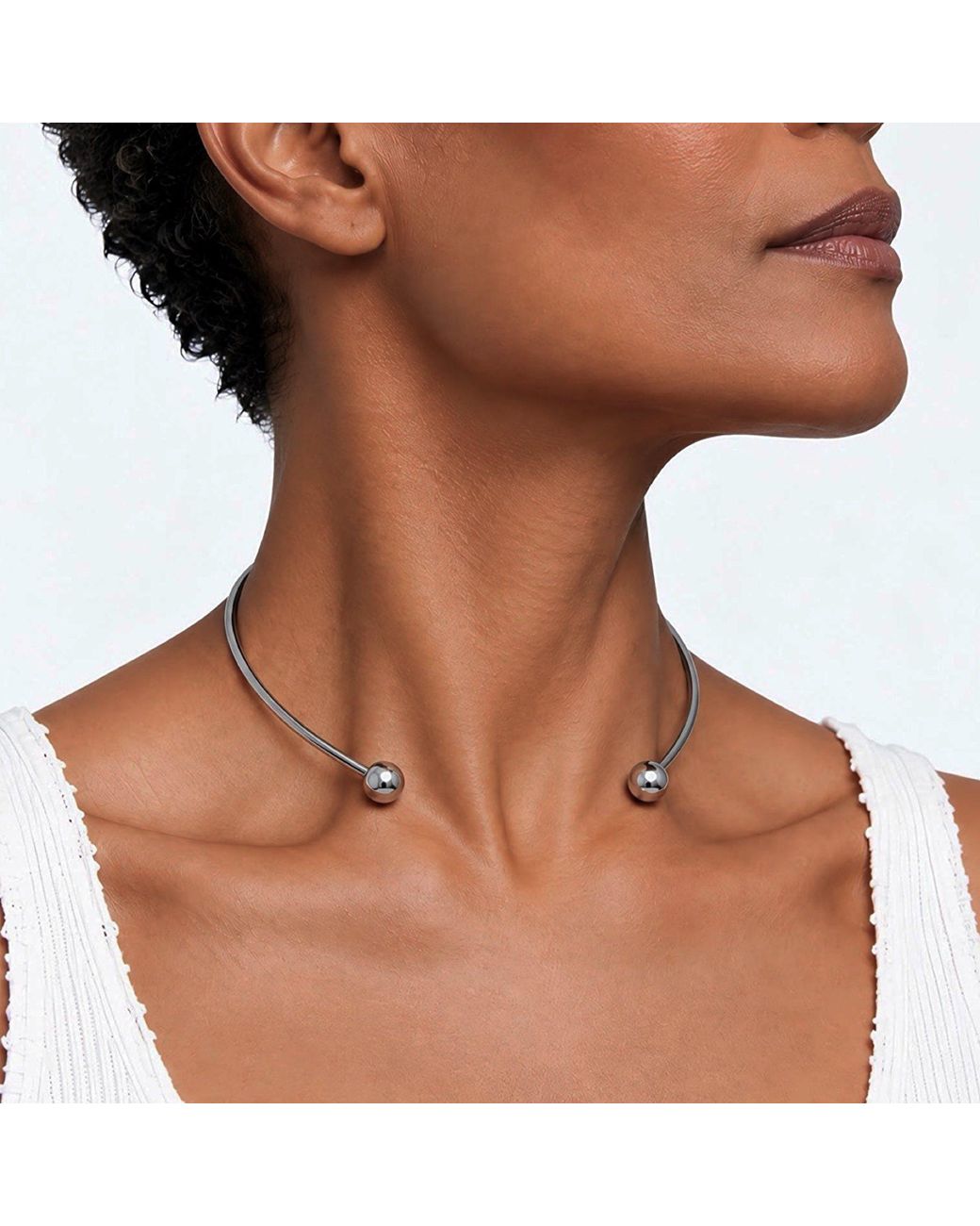 London Atelier Byproduct Metallic Stainless Steel Solid Ball Necklace