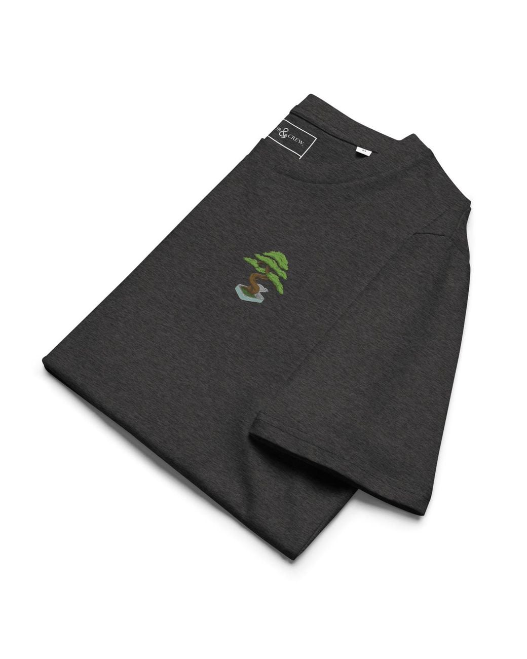Anchor and Crew Black Heather Bonsai Garden Dystopia Organic Cotton Embroidered T-Shirt
