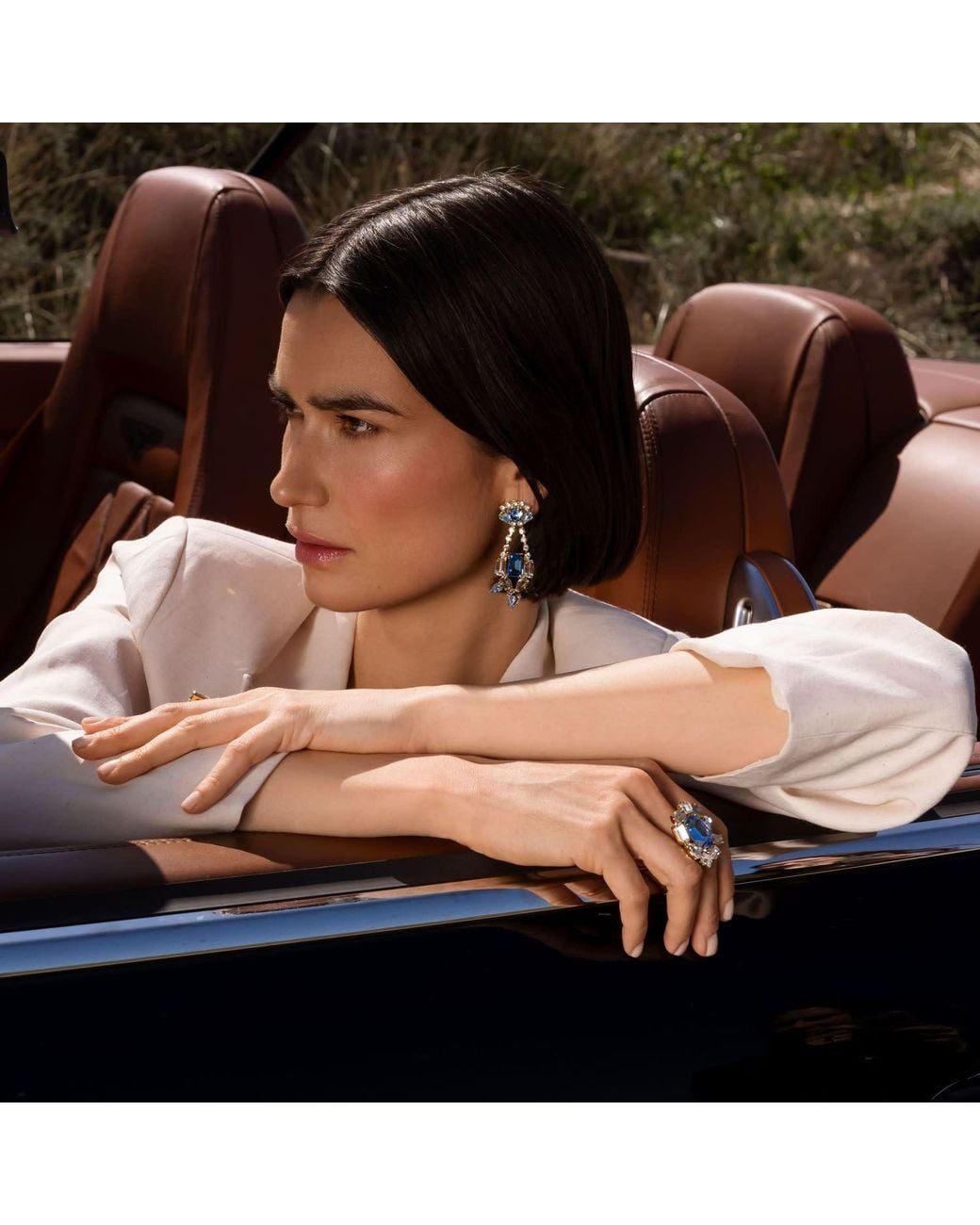 Otazu Blue Neutrals Satin Statement Earrings