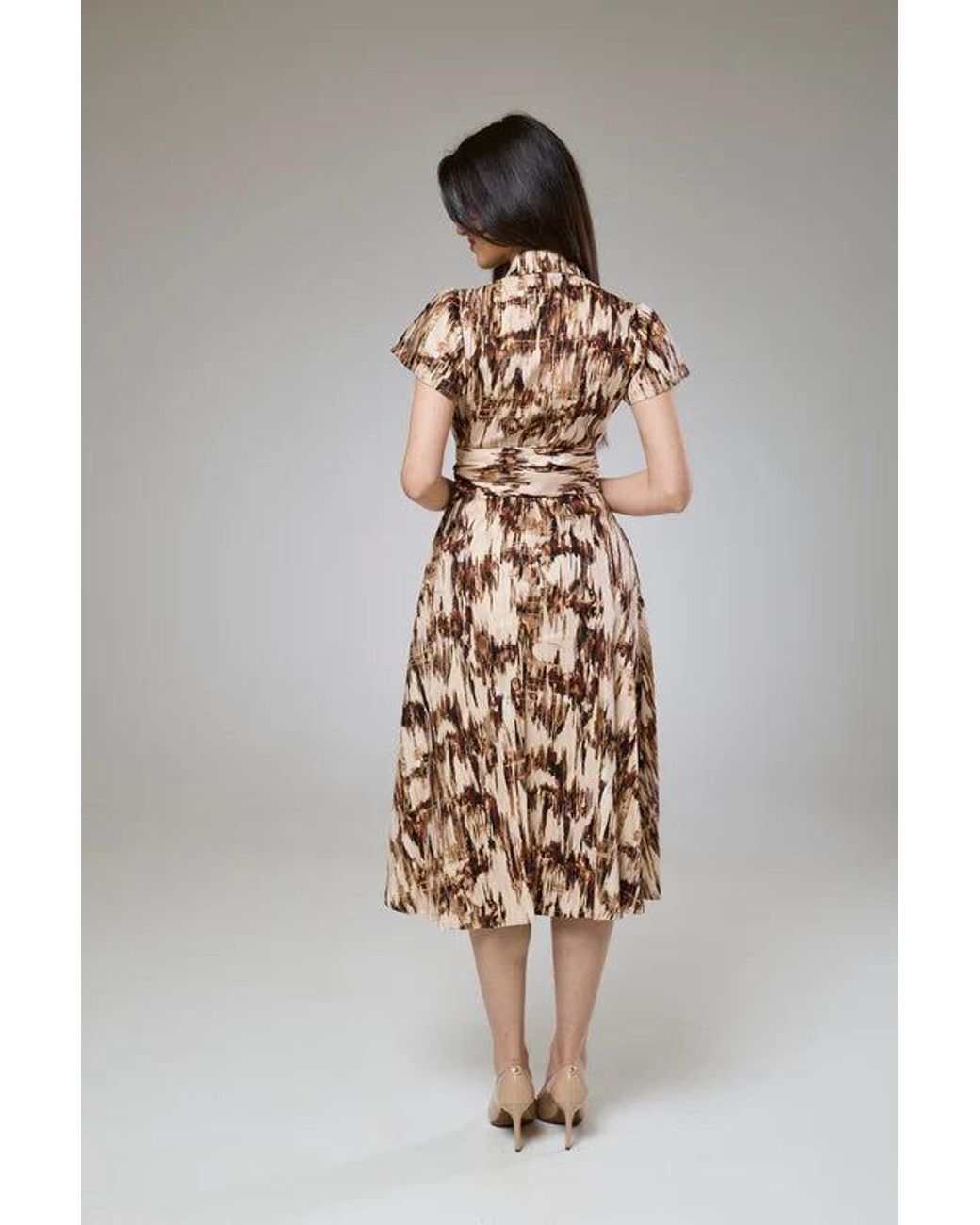 Lioness by Tf Brown Desert Safari Short Sleeve Shirt Dress