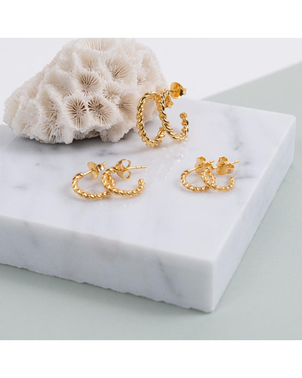 Auree Jewellery Metallic Alhambra Micro Twisted Gold Vermeil Hoop Earrings