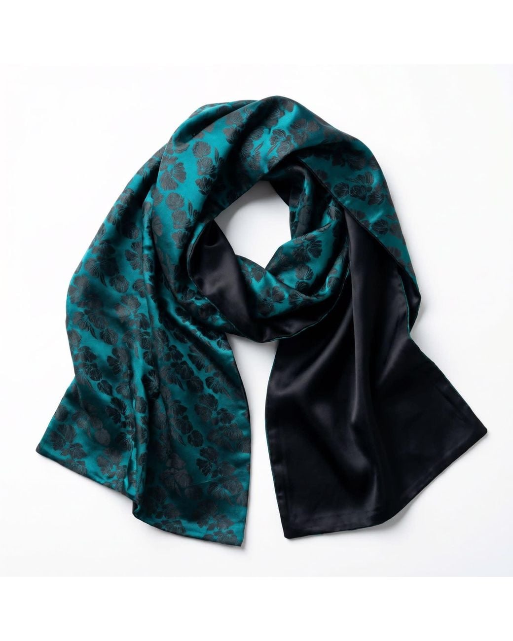 Silk and Bears Blue Reversible Jacquard Silk Evening Shawl — Soirée Collection