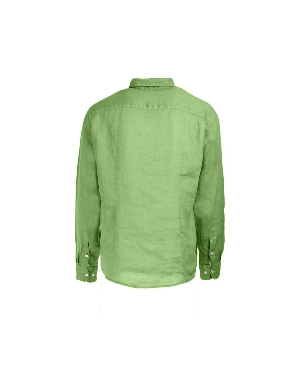 Haris Cotton Green Long Sleeved Front Pocket Linen Shirt for men
