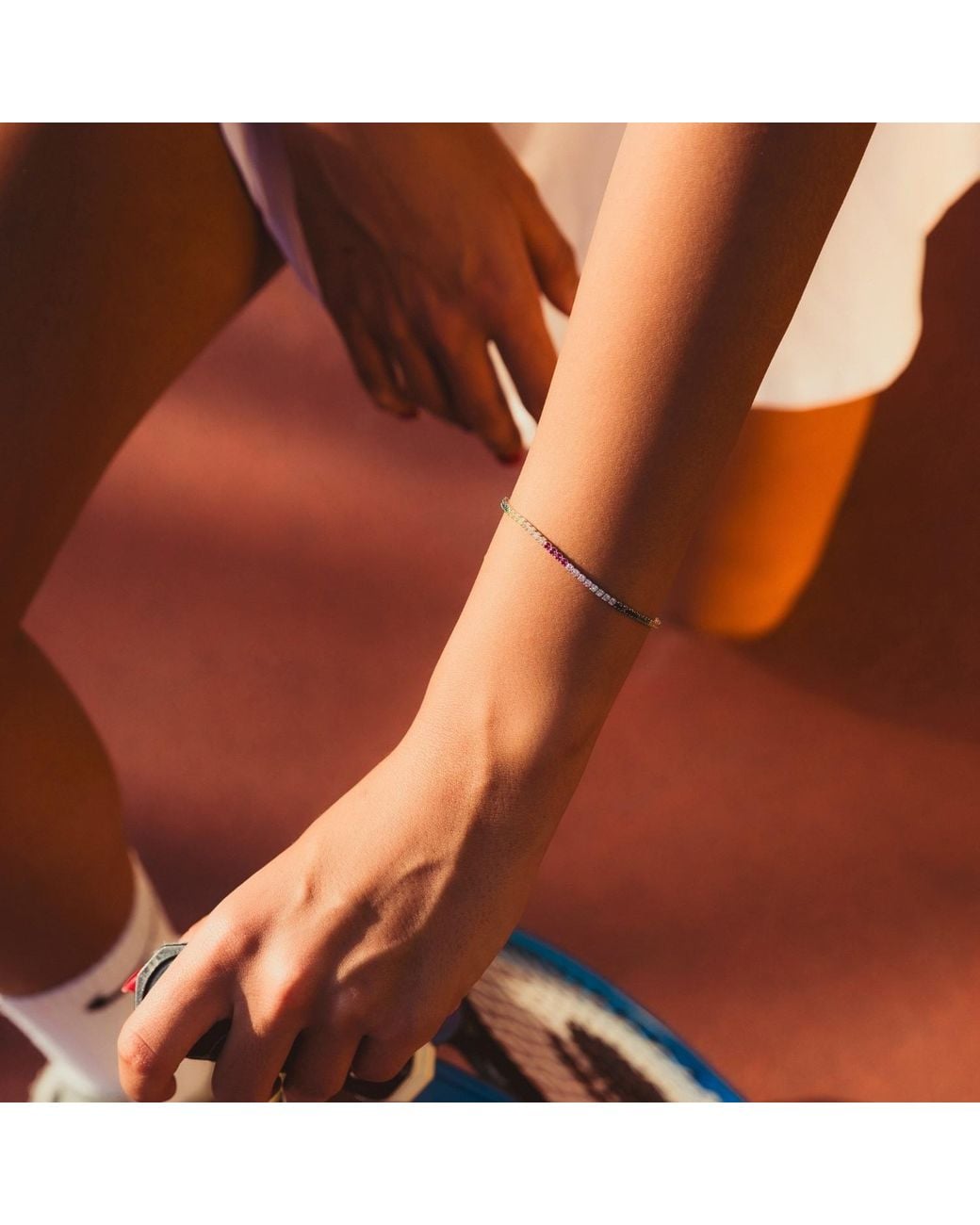 Spero London Metallic Tennis Necklace & Bracelet Set Sterling